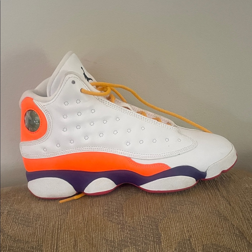 Jordan Kids White and Bright Orange Sneakers